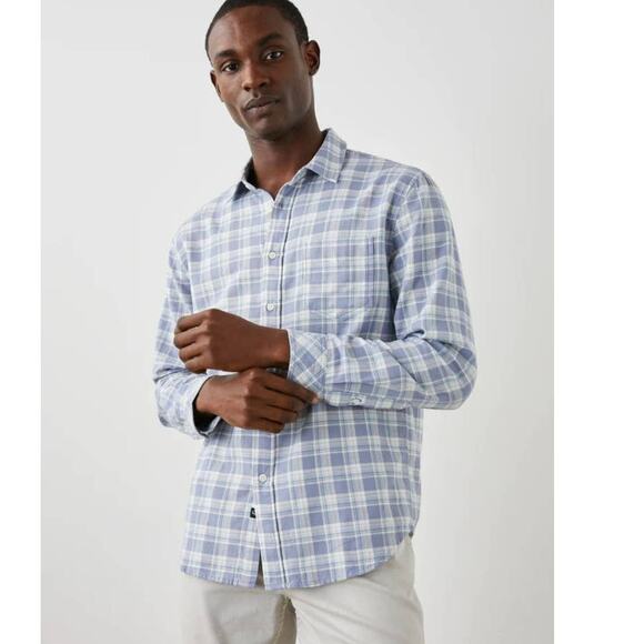 NWT Mens Rails Wyatt blue plaid button front shirt size XXLarge - Picture 2 of 10